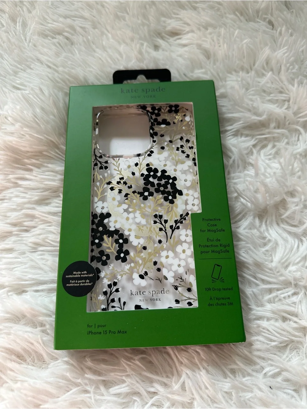 Kate Spade New York Tough Multi Floral Black White MagSafe iPhone 15 Pro Max NEW